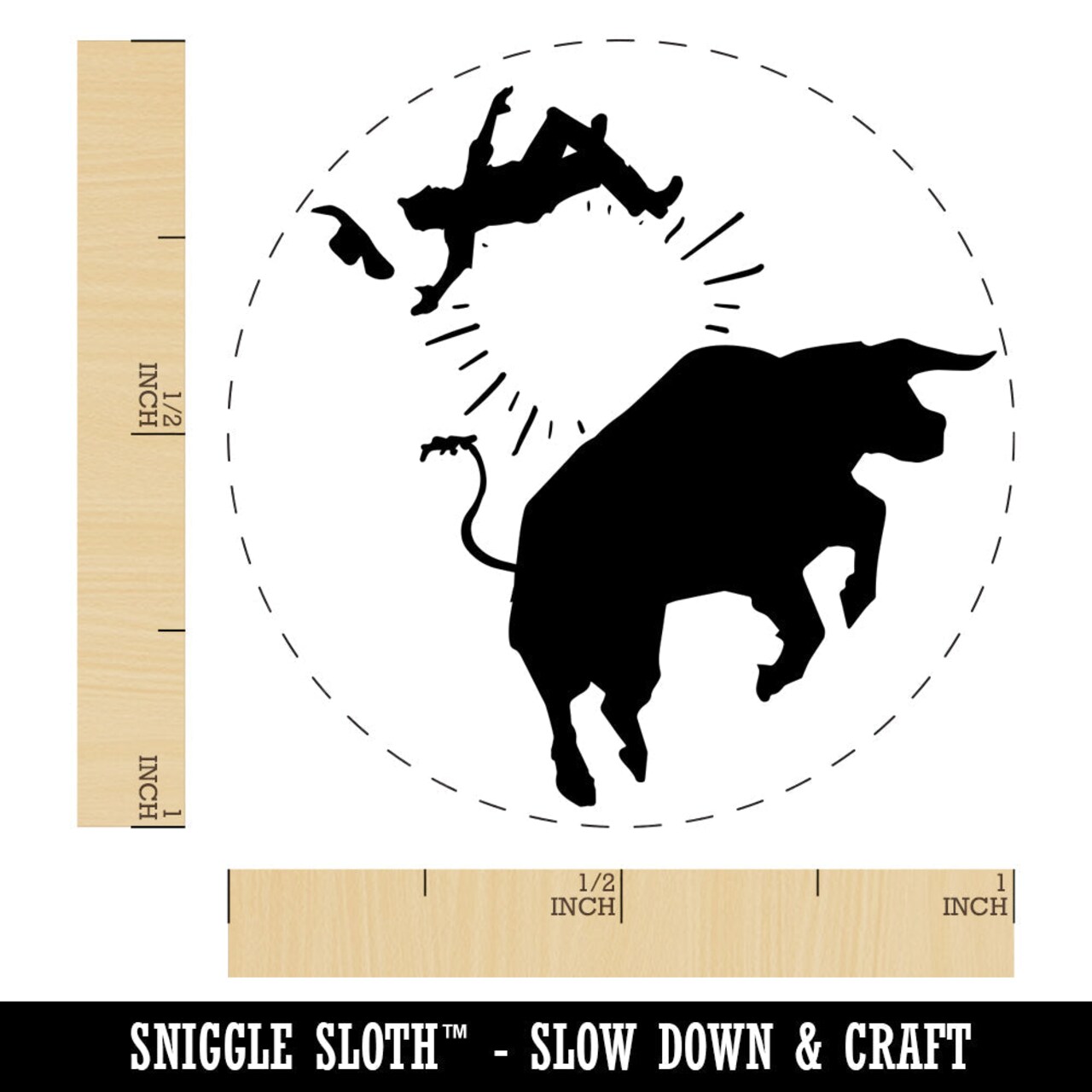Rodeo Bull Bucking Throwing Cowboy Rubber Stamp for Stamping Crafting Planners